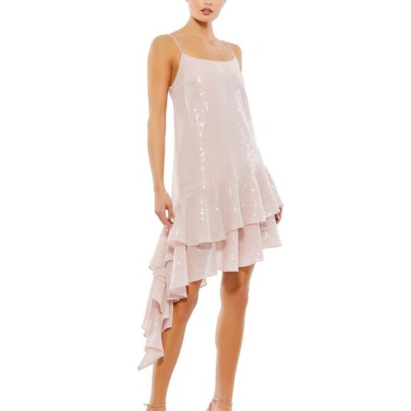 New Ieena for Mac Duggal 10796 Asymmetric Skirt Sequin Dress - Picture 1 of 10